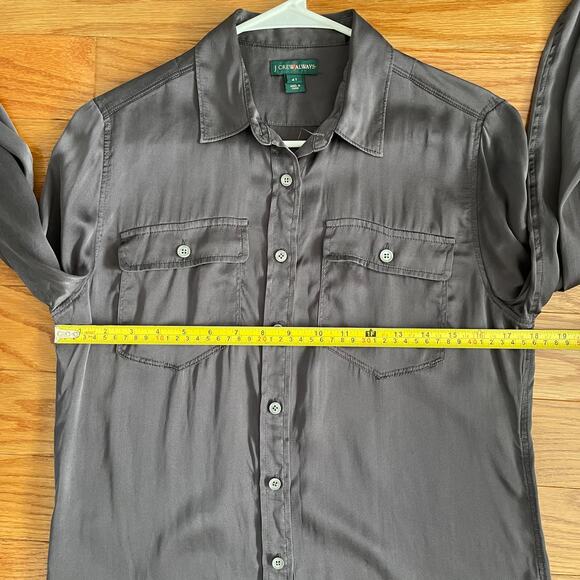 J. Crew Always Button-Up Womens 4 Tall Dark Gray Silk Casual Minimalist Classic - Picture 5 of 6
